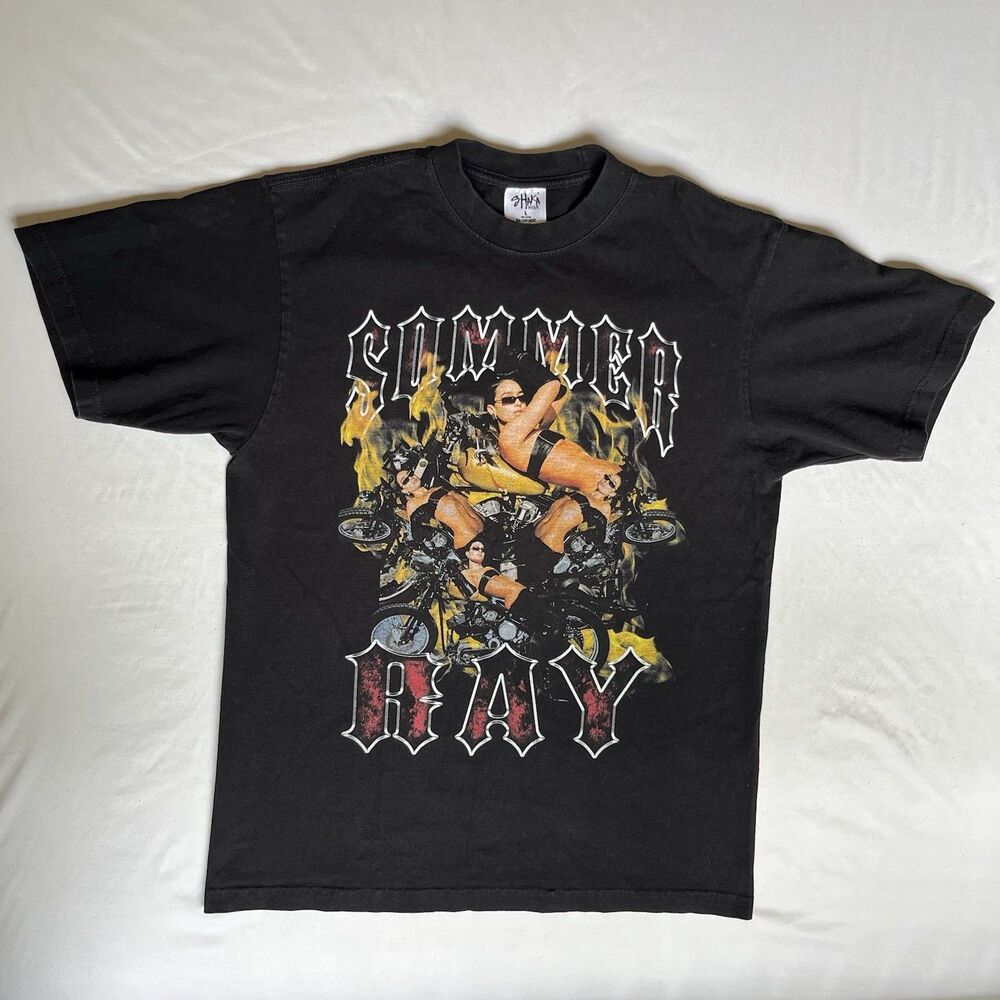 Vintage Y2K Sommer Ray T Shirt L Shaka Wear Heavy Rap Tee Biker Motorcycle Rare